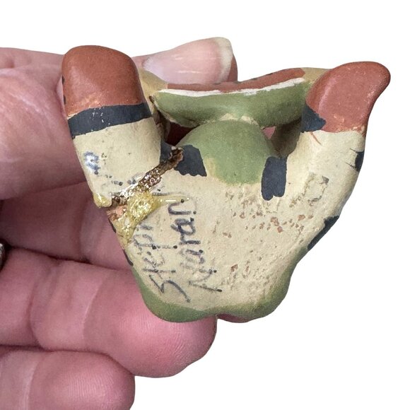 Vintage Signed Kachina Clown Pottery Figurine Naran Striped Watermelon 3" READ - Picture 7 of 9